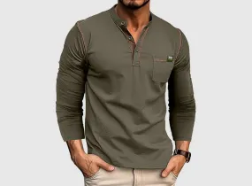 FitVille Men's Long-Sleeve Henley Shirt