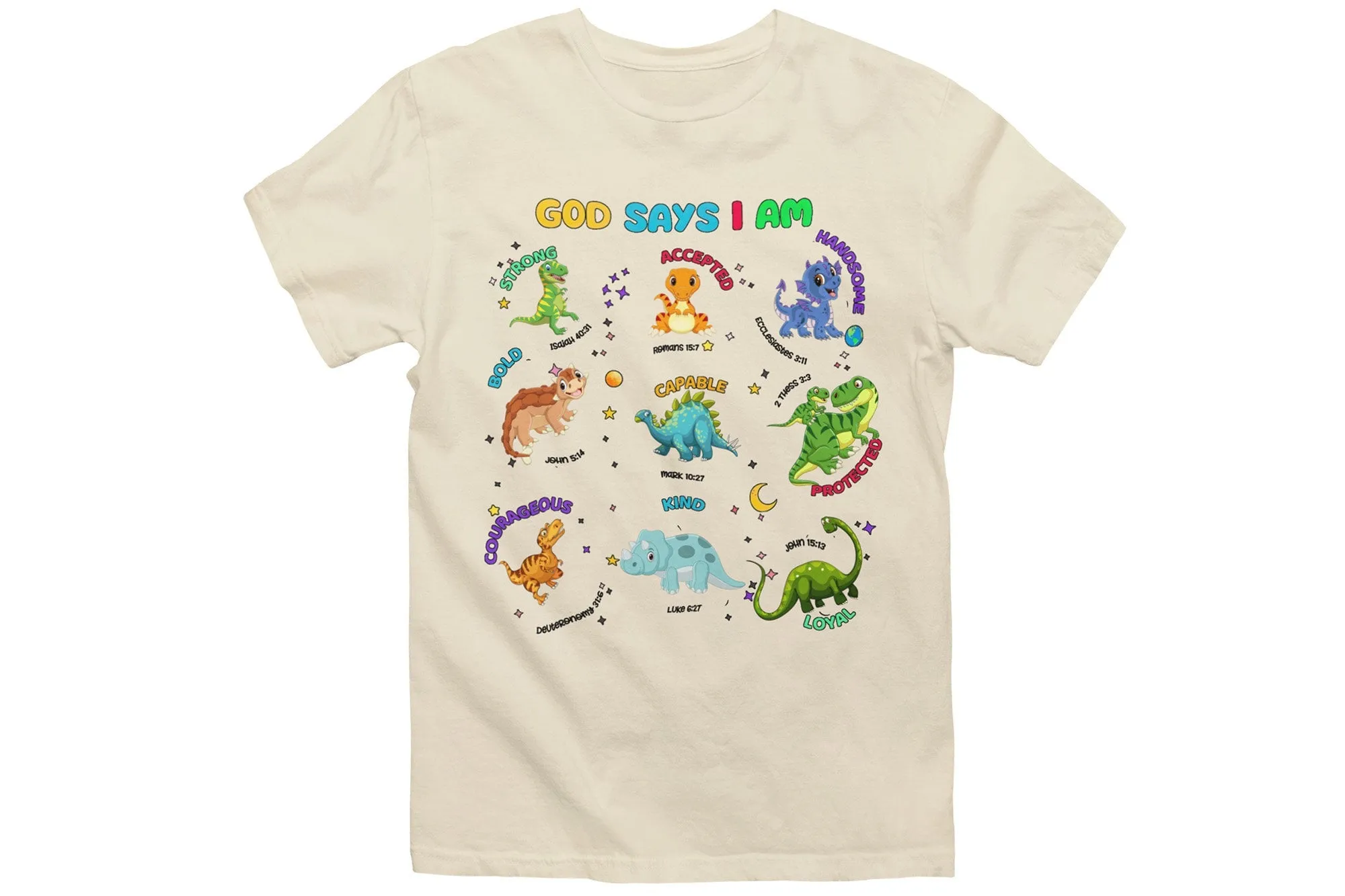 God Says I Am Bible Verse Shirt Dino Love with Divine Style! Our 'God Says I Am Dinosaur Lover'