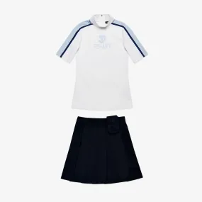 Gradient Blue Polo and Skirt Set