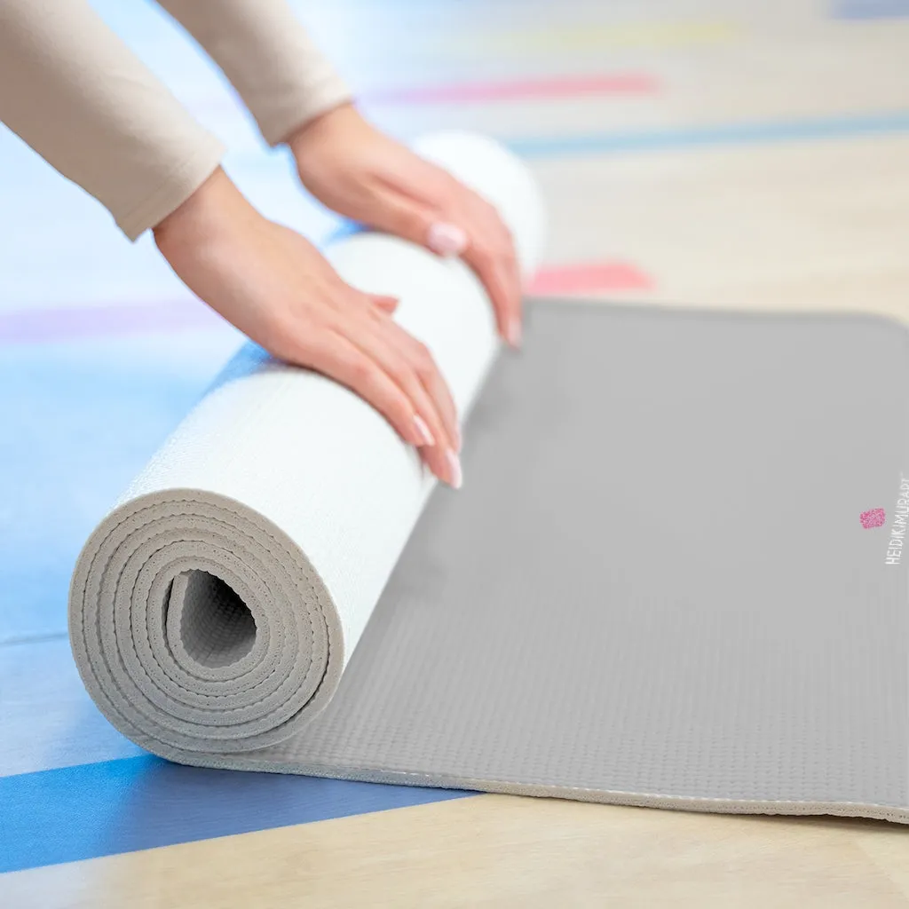 Grey Foam Yoga Mat, Solid Pastel Grey Color Best Lightweight 0.25" thick Mat - Printed in USA (Size: 24″x72")