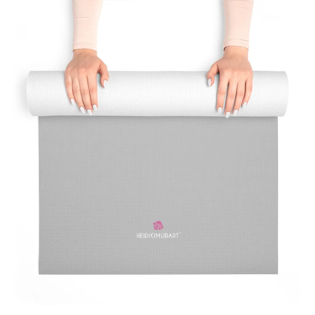 Grey Foam Yoga Mat, Solid Pastel Grey Color Best Lightweight 0.25" thick Mat - Printed in USA (Size: 24″x72")