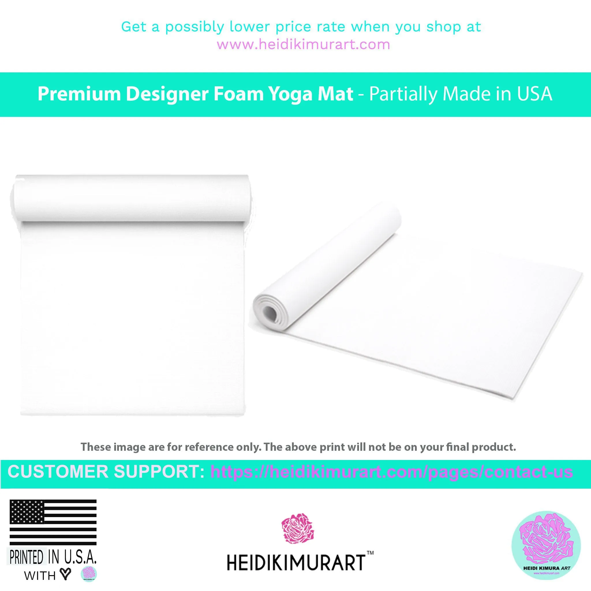 Grey Foam Yoga Mat, Solid Pastel Grey Color Best Lightweight 0.25" thick Mat - Printed in USA (Size: 24″x72")