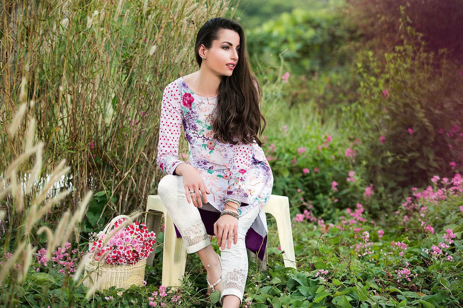 Gul Ahmed White Printed Lawn Tunic SL-239 A