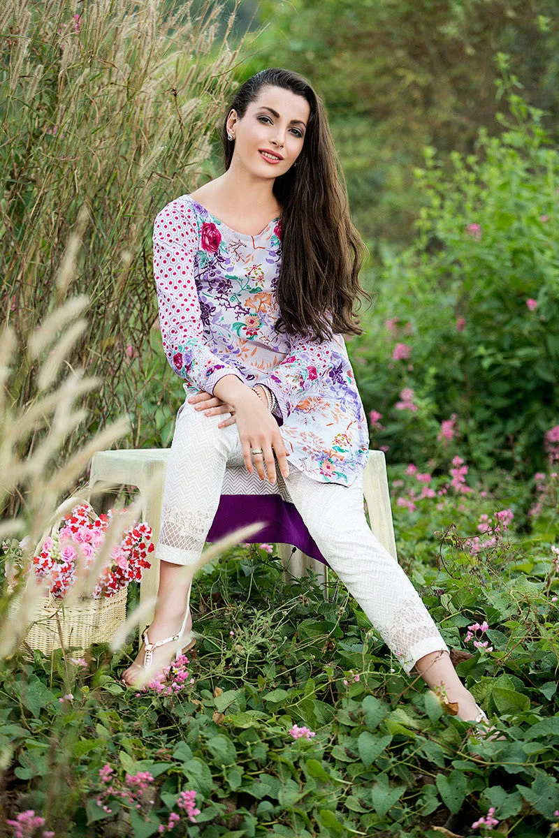 Gul Ahmed White Printed Lawn Tunic SL-239 A