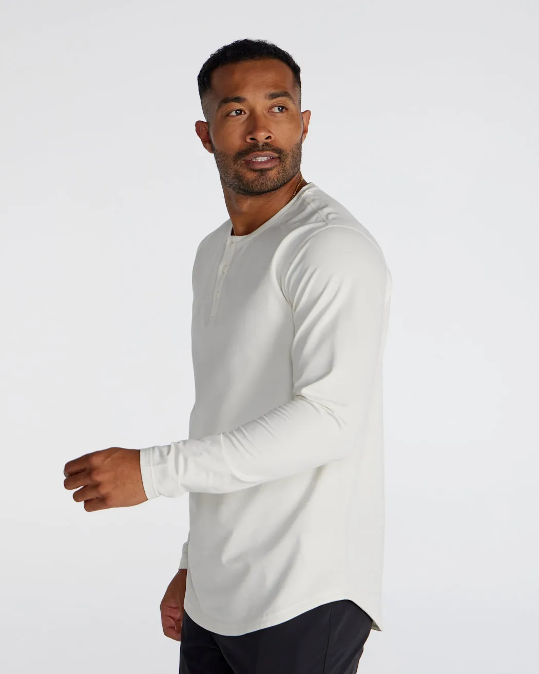 Henley Drop-Cut Long Sleeve: LUX