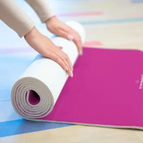 Hot Pink Foam Yoga Mat, Solid Hot Pink Color Best Lightweight 0.25" thick Mat - Printed in USA (Size: 24″x72")