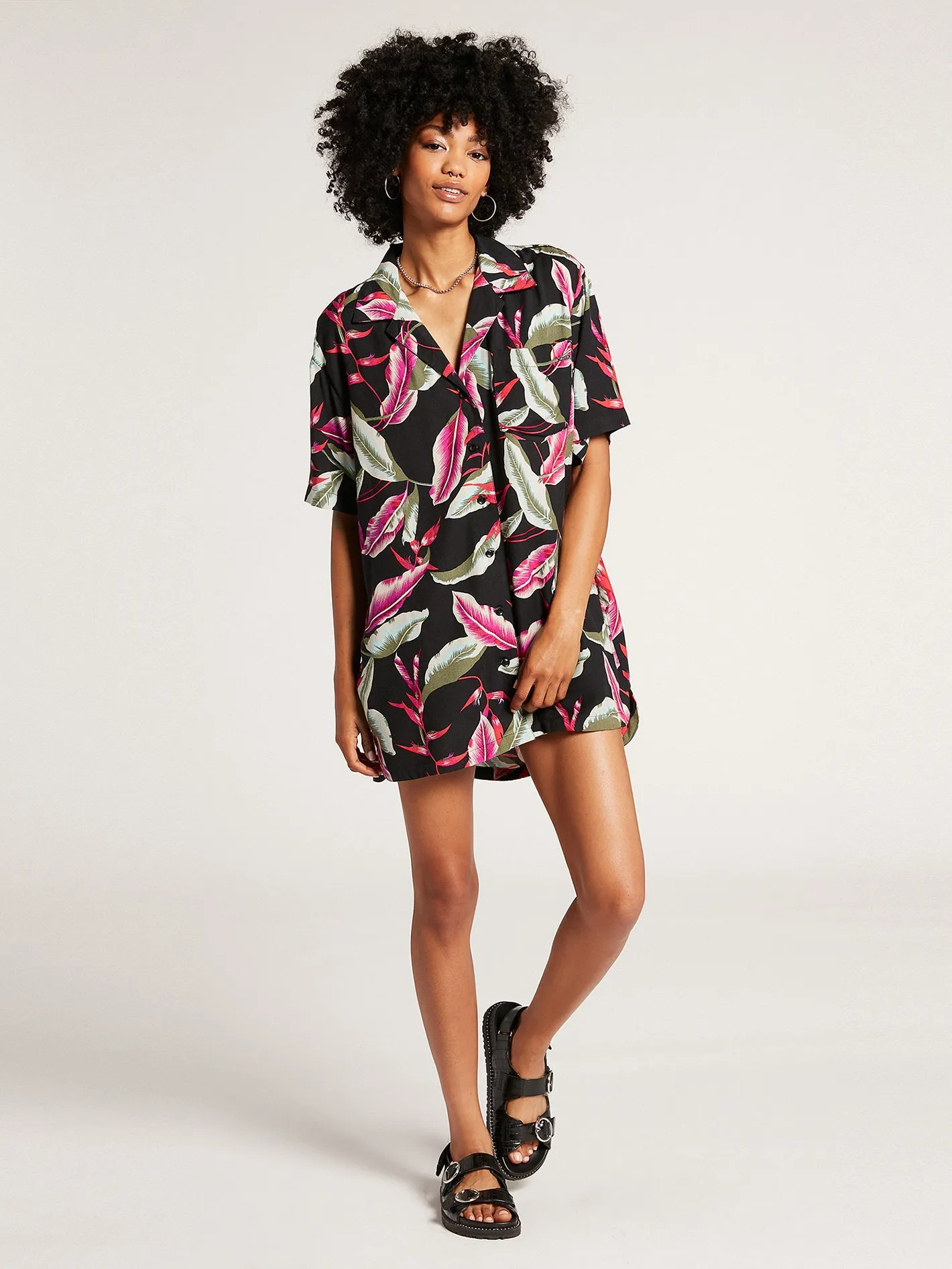 In Tha Tropics Tunic Dress - Black Combo