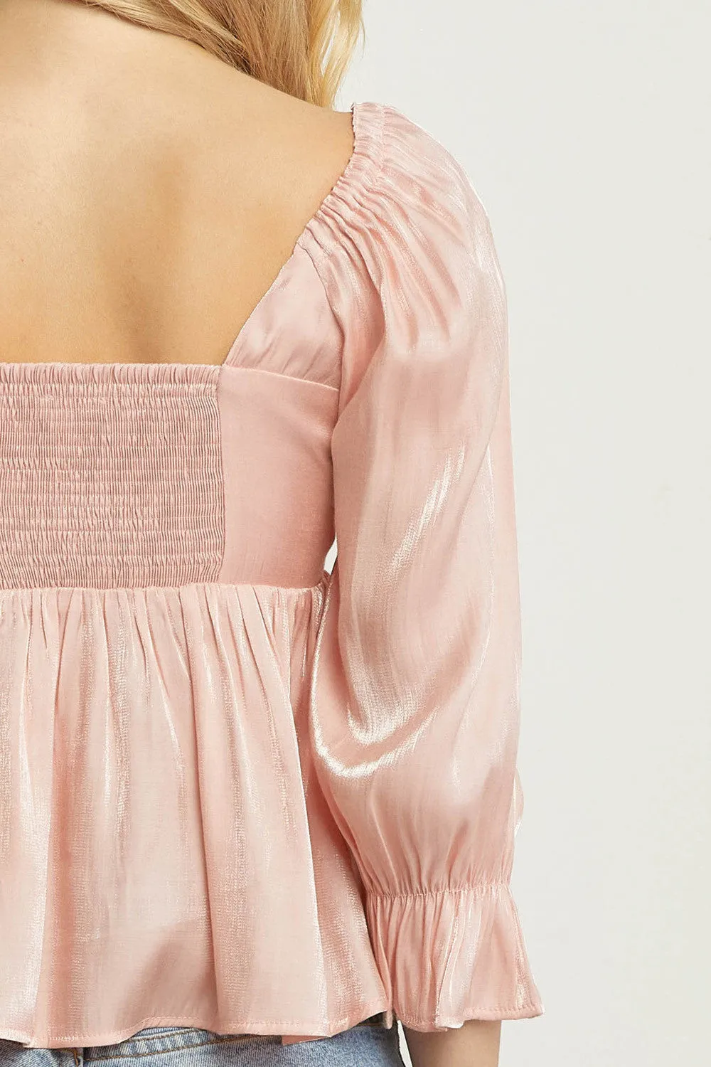 Iridescent Babydoll Top, Blush