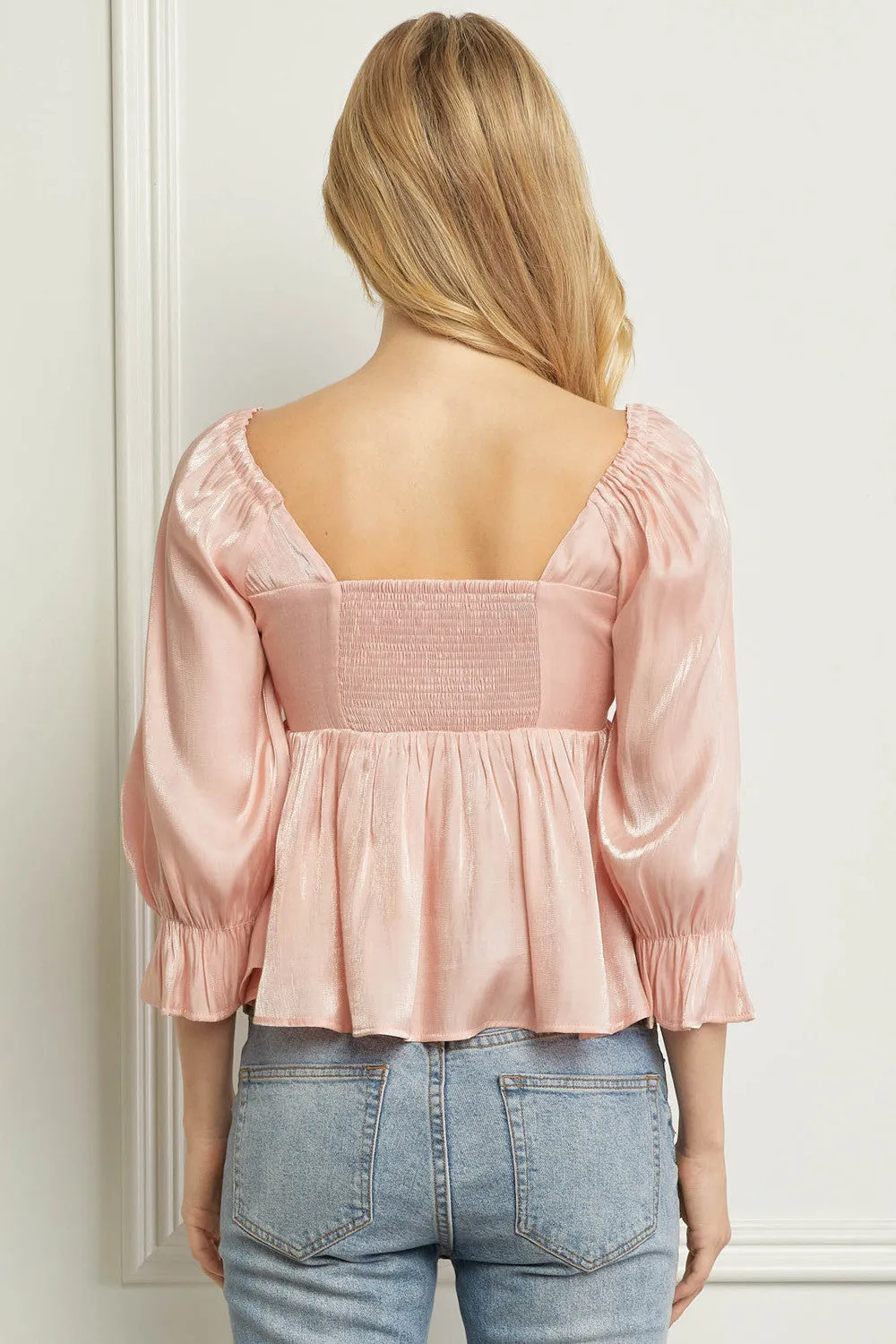 Iridescent Babydoll Top, Blush