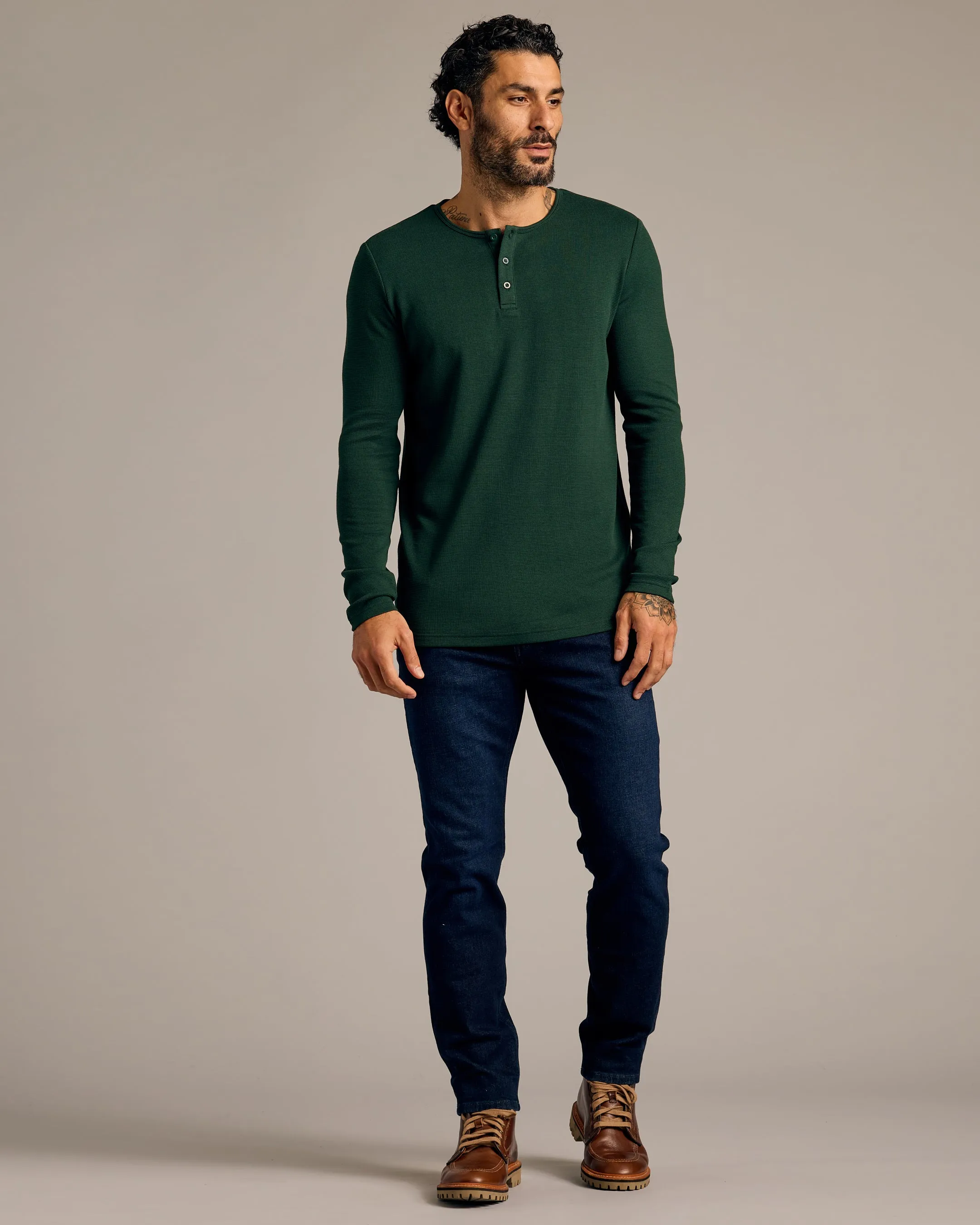 Kale Waffle Long Sleeve Henley