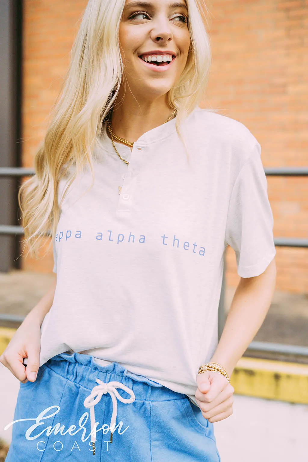 Kappa Alpha Theta PR Receipt Henley Tee