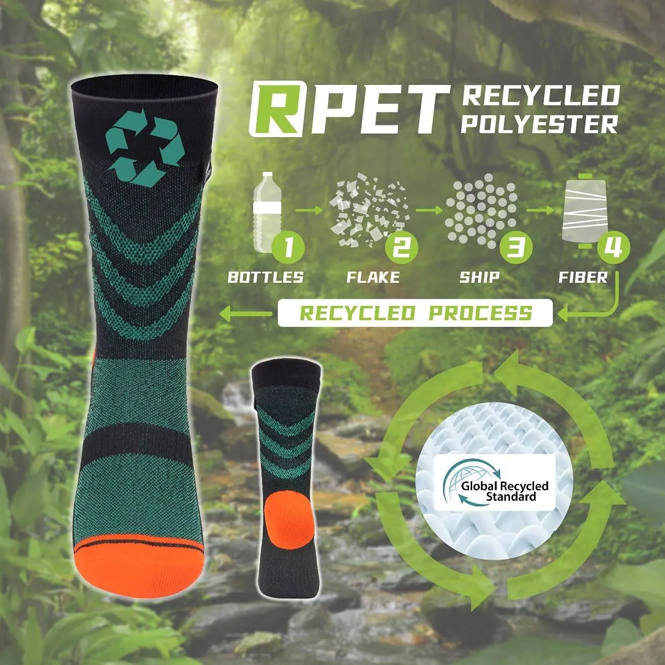 LEAKDRY Recycled Polyester Waterproof Breathable Socks Green