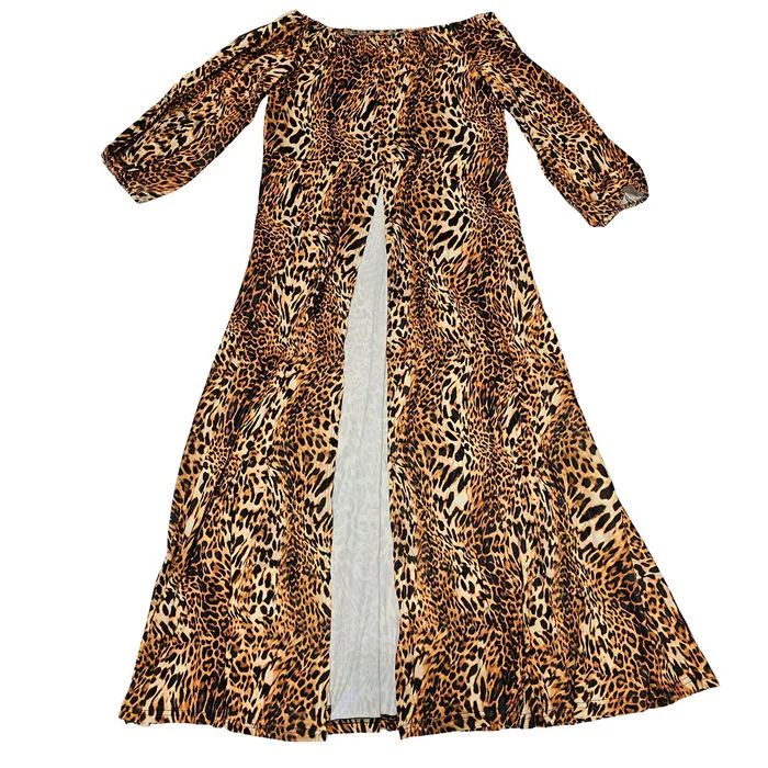 Leopard Split Maxi Dress Plus Size