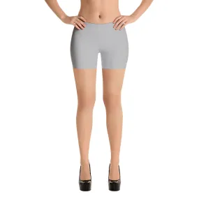 Light Grey Women's Shorts, White Gray Solid Color Modern Minimalist Short Tights-Made in USA/EU