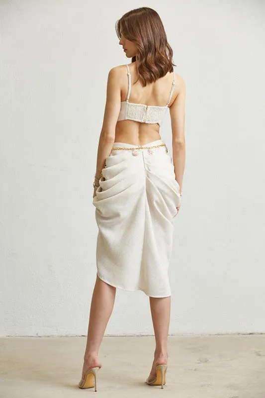 Linen-Look Shell Chain Skirt 2-PC Set