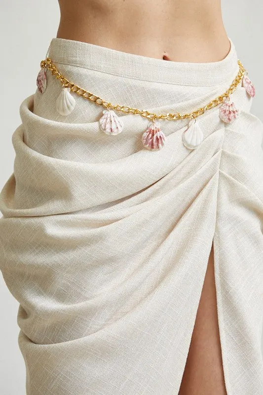 Linen-Look Shell Chain Skirt 2-PC Set