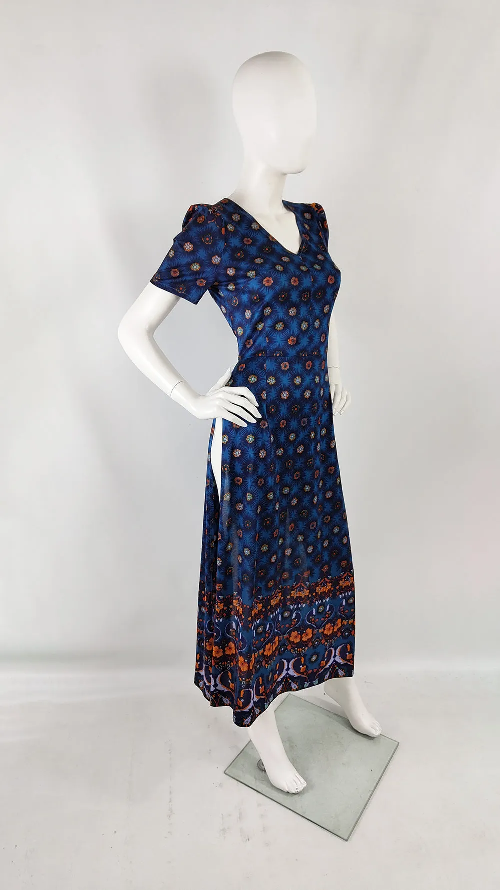 London Mob Vintage 60s Blue Maxi Length Tunic Top, 1960s