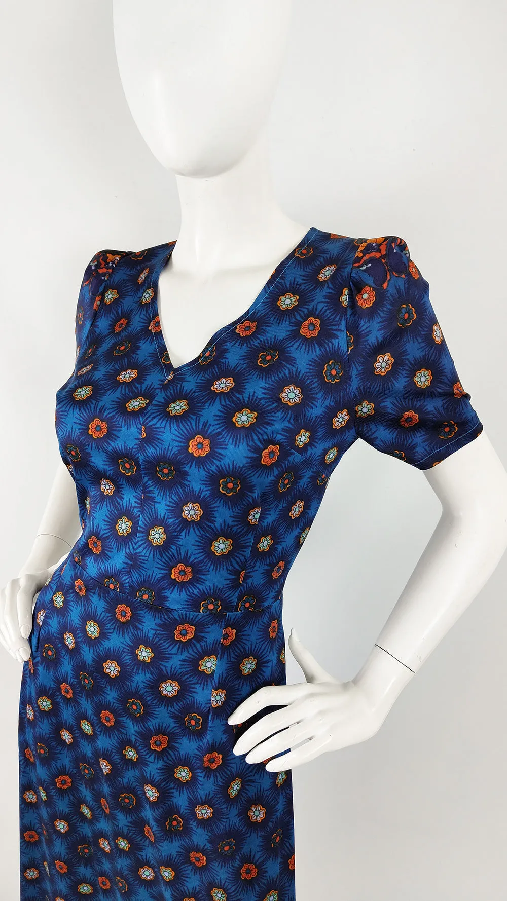 London Mob Vintage 60s Blue Maxi Length Tunic Top, 1960s