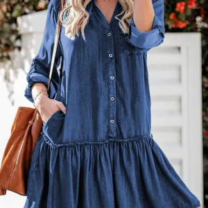 Loose and Oversized Long Sleeve Denim Dresses