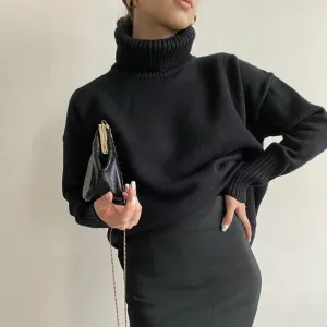 Loose Knitted Turtleneck Long Sleeve Pullover Winter Sweaters