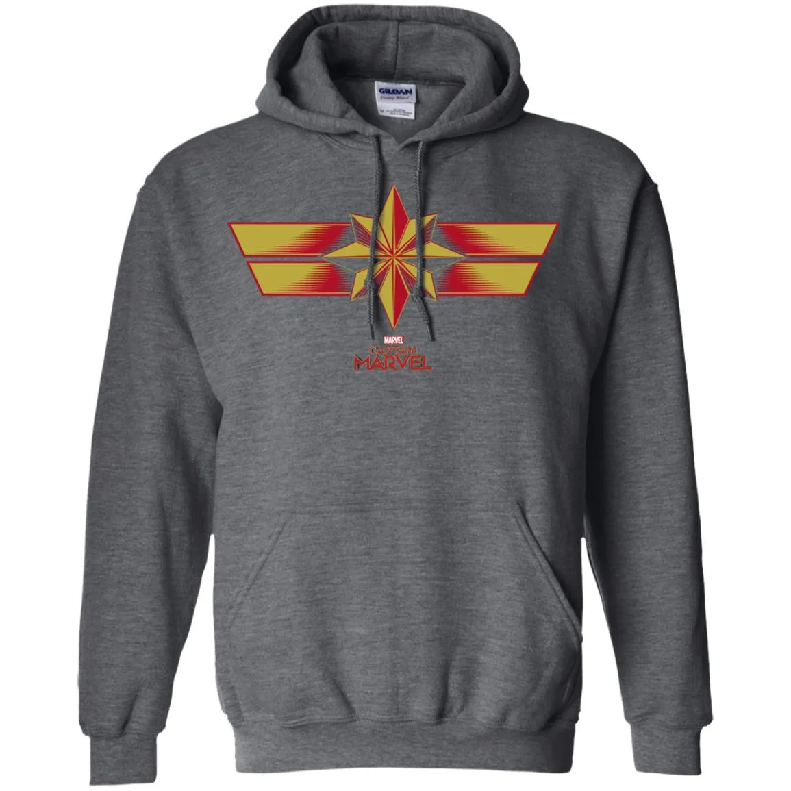 Marvel Captain Marvel Retro Red Yellow Logo Pullover Hoodie Sweatshirt