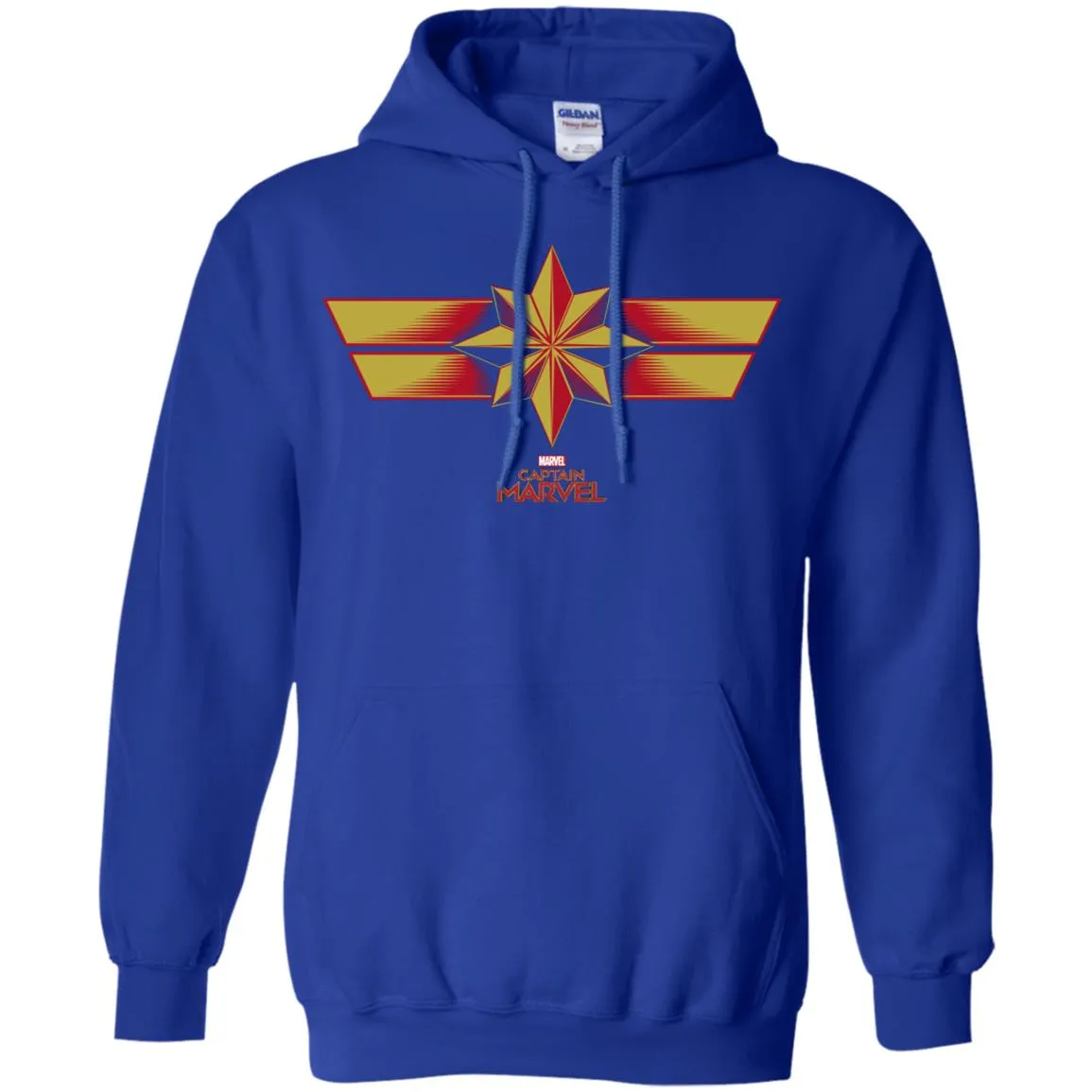 Marvel Captain Marvel Retro Red Yellow Logo Pullover Hoodie Sweatshirt