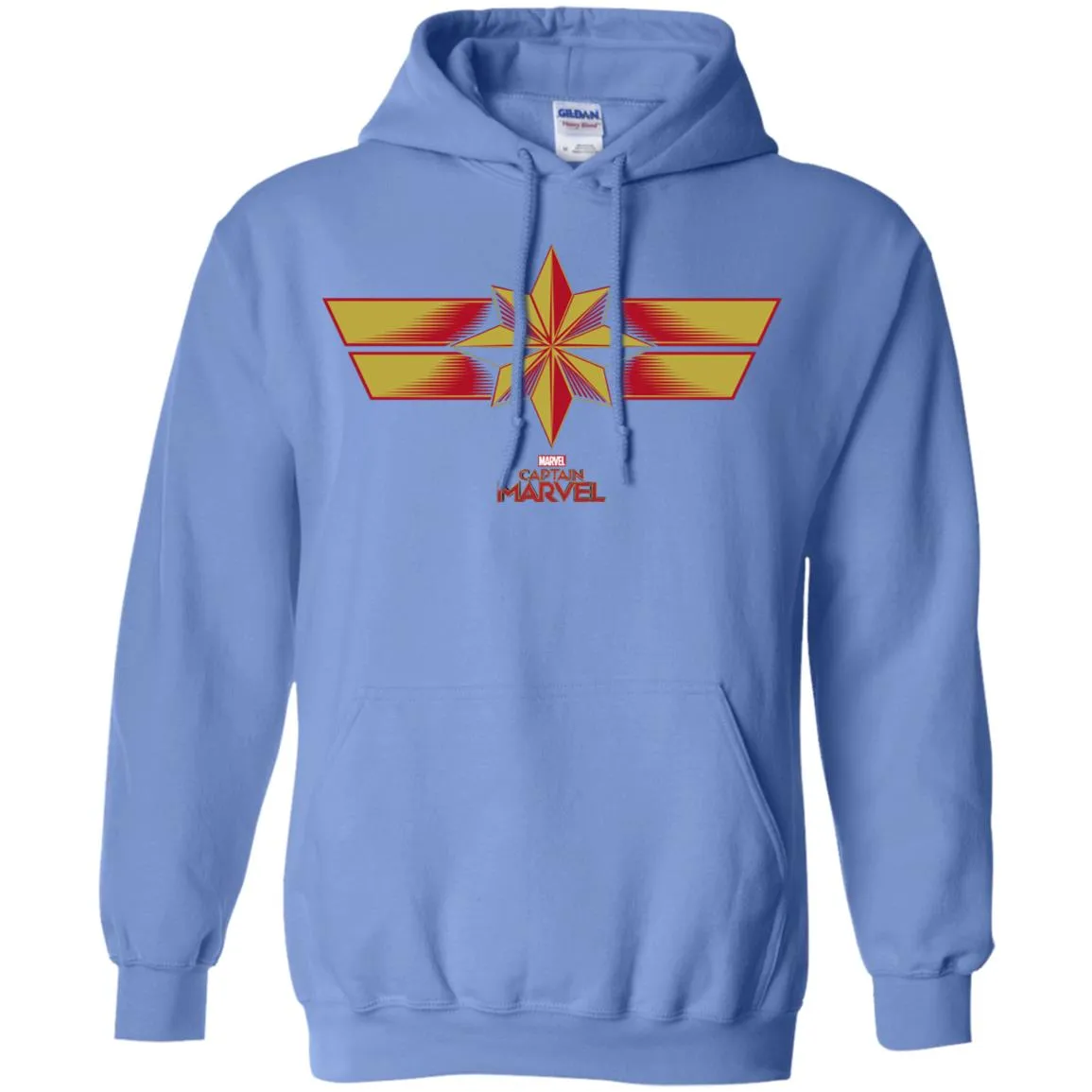 Marvel Captain Marvel Retro Red Yellow Logo Pullover Hoodie Sweatshirt