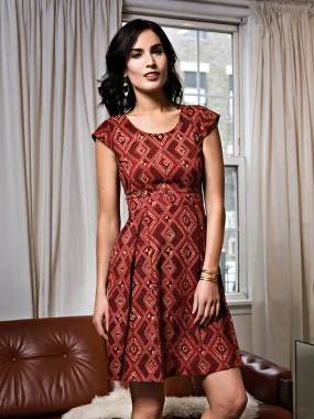 Mata Traders Vintage Pleat Dress Brick Red