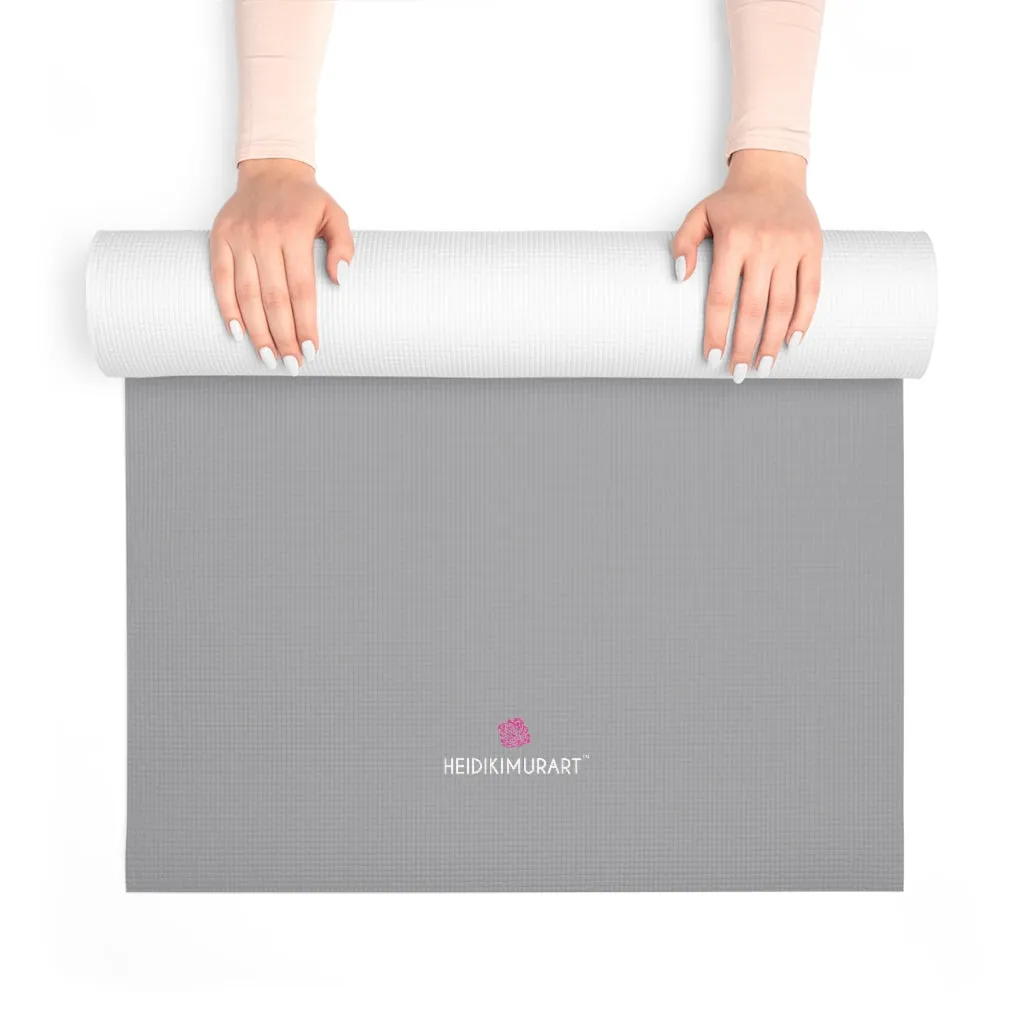 Medium Grey Foam Yoga Mat, Solid Grey Color Best Lightweight 0.25" thick Mat - Printed in USA (Size: 24″x72")