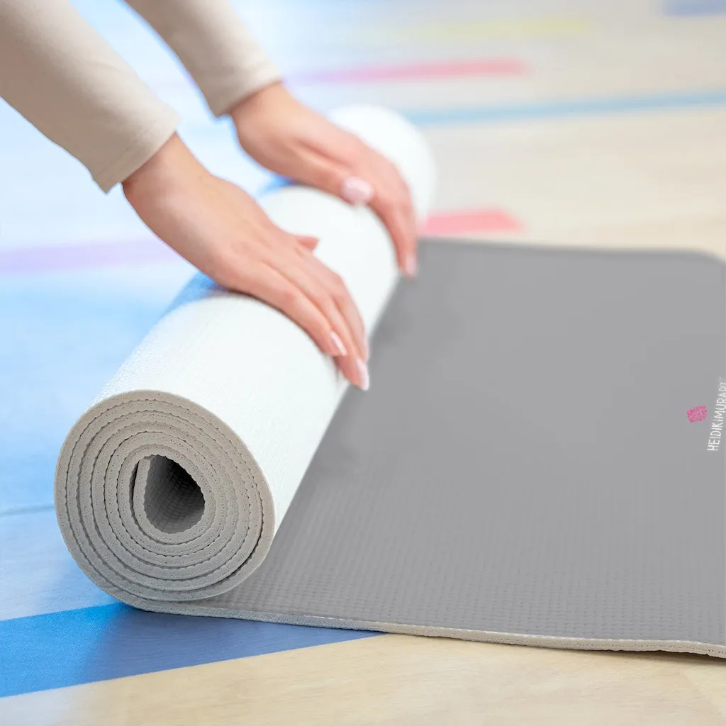 Medium Grey Foam Yoga Mat, Solid Grey Color Best Lightweight 0.25" thick Mat - Printed in USA (Size: 24″x72")