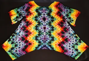 Medium Herringbone Honeycomb Tie Dye on a Dharma Trading Company 100% Rayon Asymmetrical Tunic with Flare Sleeves