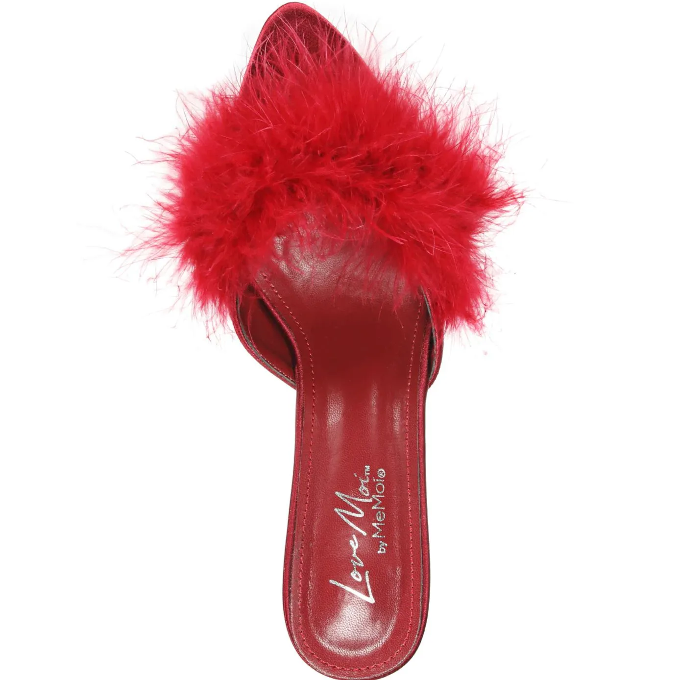 MeMoi Mona Marabou Slippers in Red LOV8500