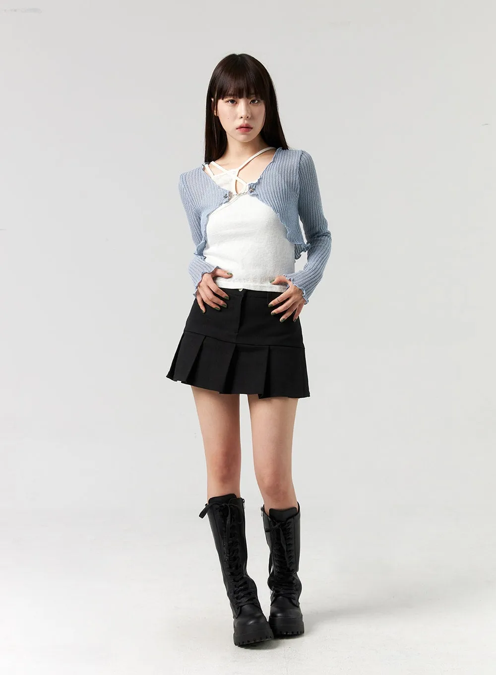 Mid-Rise Pleated Mini Skirt CL328