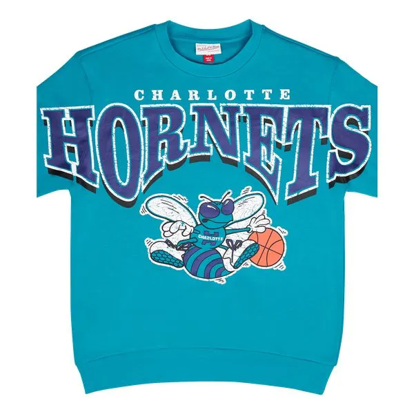 Mitchell & Ness Charlotte Hornets Retro Fashion Fleece Crewneck Teal