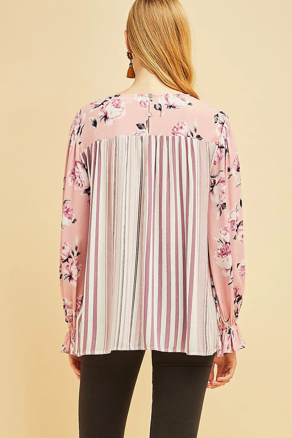 Mixed Print Blouse, Blush