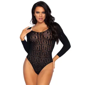 Mosaic Snap Crotch Bodysuit - One Size - Black