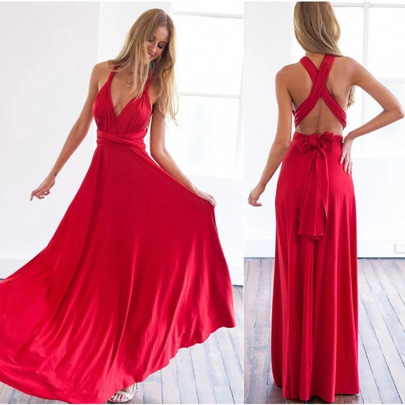 Multiway wear women maxi dress sexy bandage off shoulder long dress Bridesmaids Convertible Dress FS0210