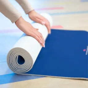 Navy Blue Foam Yoga Mat, Blue Solid Color Best Lightweight 0.25" thick Mat - Printed in USA (Size: 24″x72")