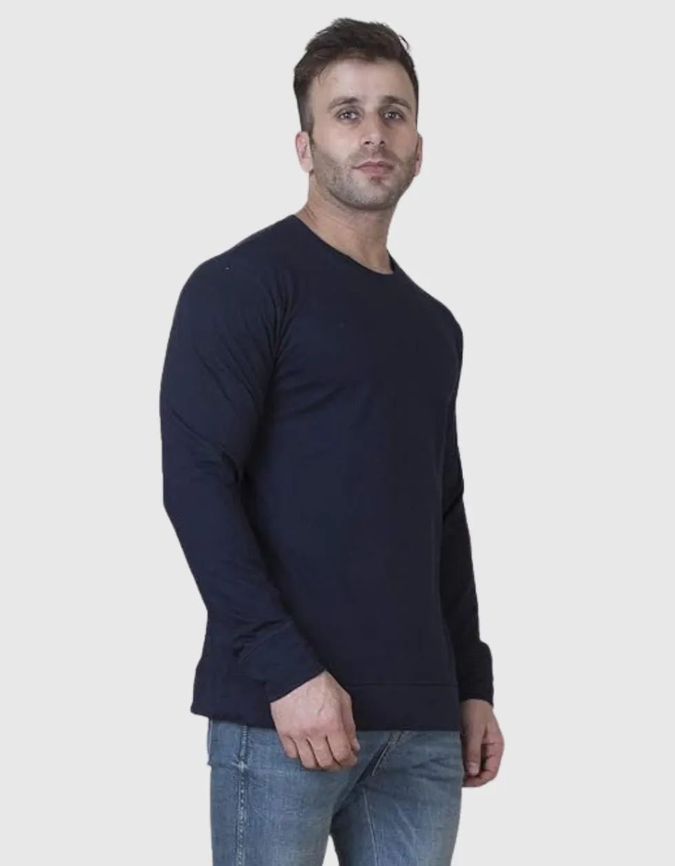 Navy Solid Regular Fit Sweatshirt