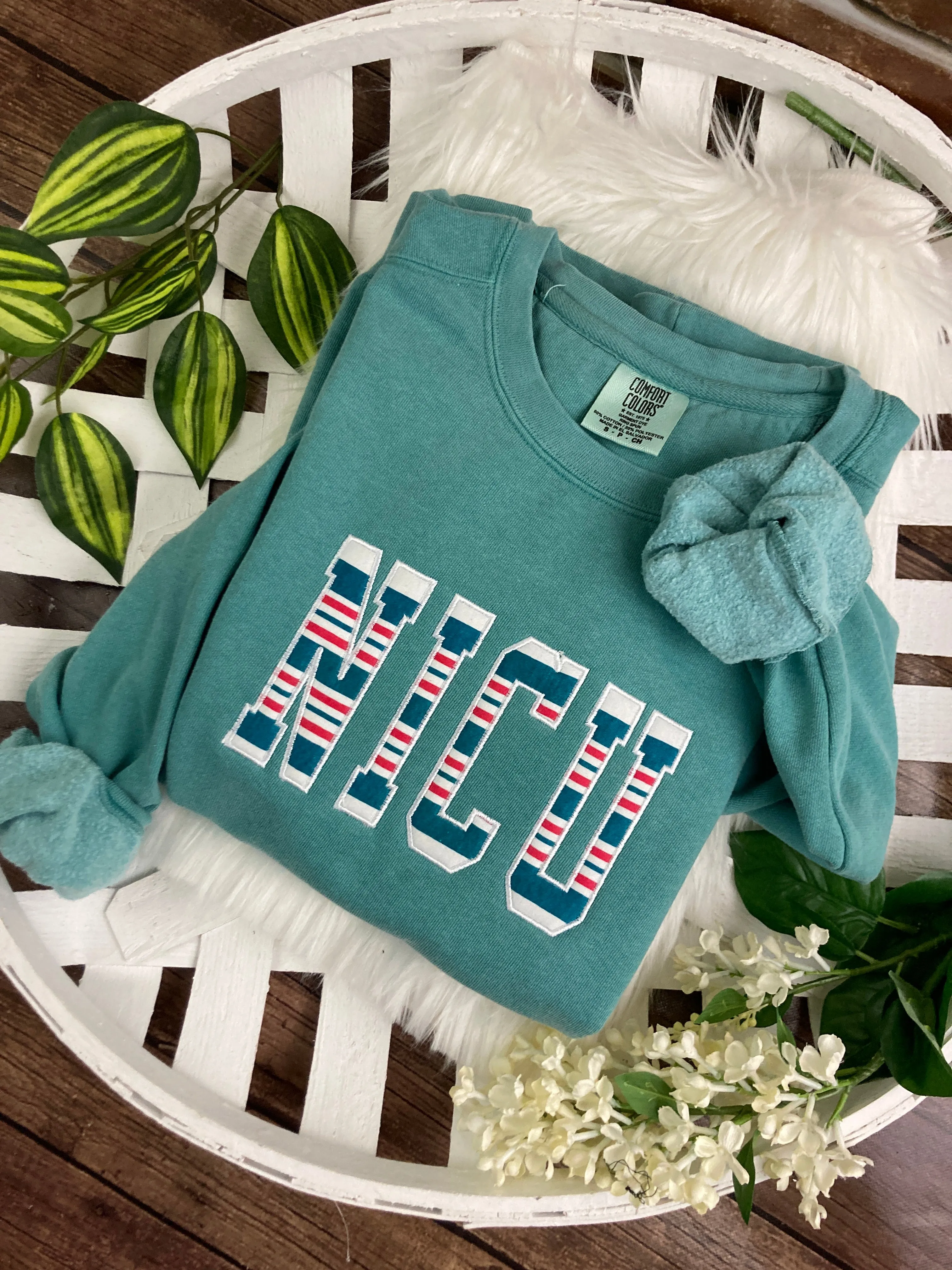 NICU Nurse sweatshirt from Baby Hospital Blanket - Labor and Delivery RN NICU - Fabric Keepsake Sweatshirts - Applique