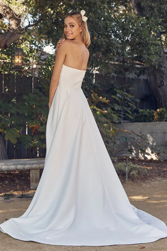 NOX ANABEL JW938 Strapless Minimalist Slit Wedding Gown