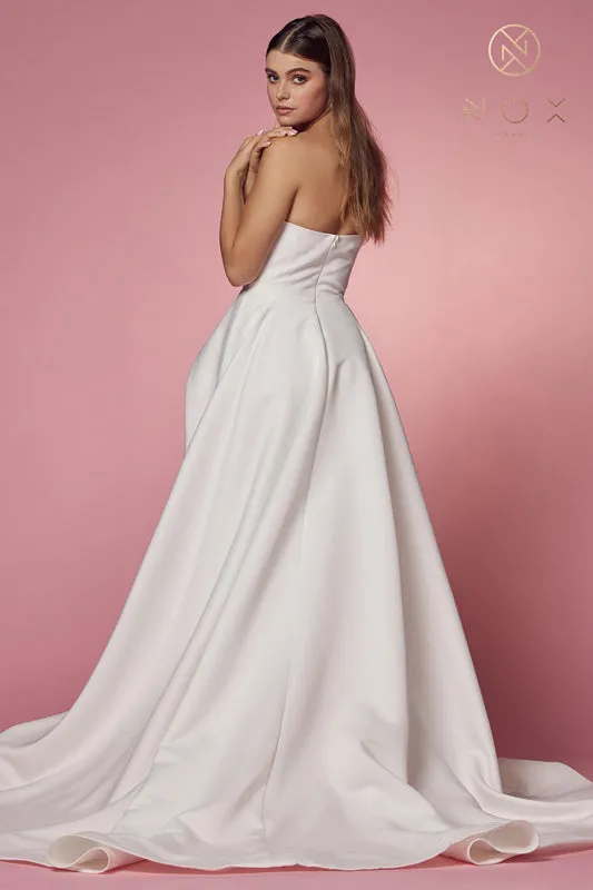 NOX ANABEL JW938 Strapless Minimalist Slit Wedding Gown