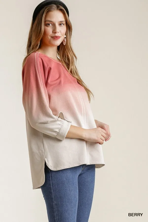 Ombre Raglan Top, Berry