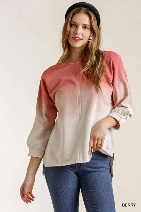 Ombre Raglan Top, Berry