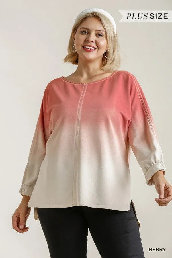 Ombre Raglan Top, Berry