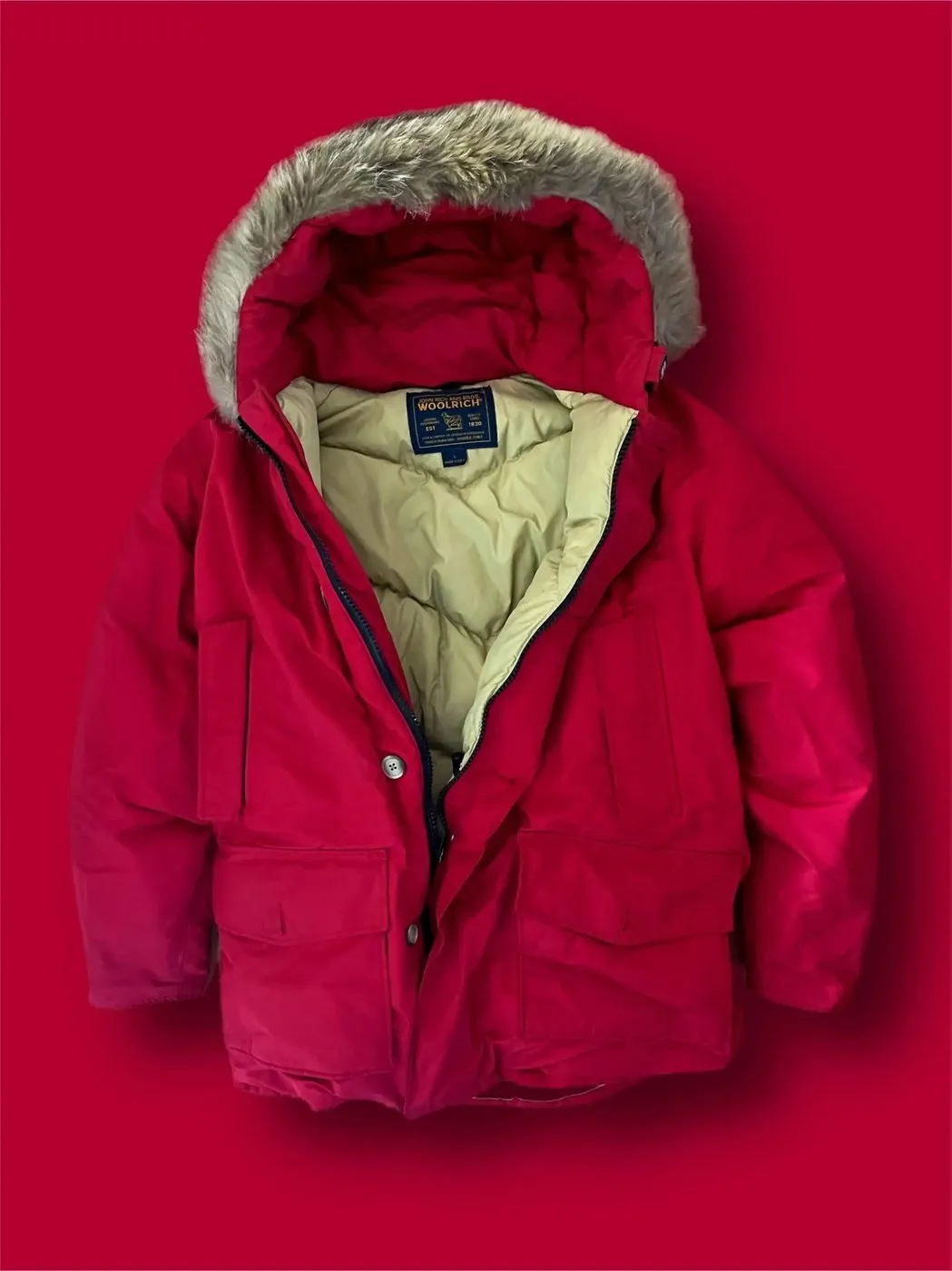 Parka con Pelliccia Woolrich vintage red