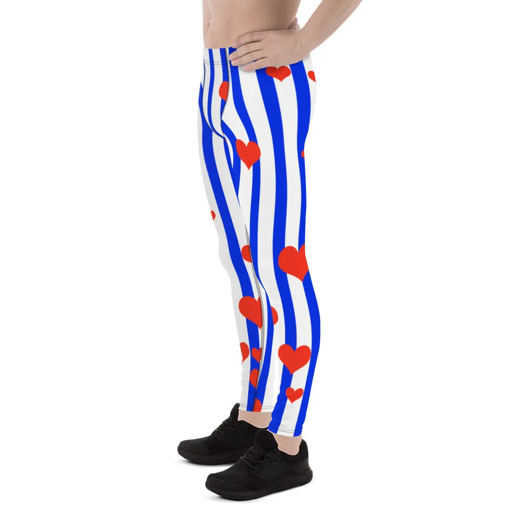 Patriotic American Flag Meggings, Striped Men's Meggings Activewear Leggings- Made in USA/ MX/ EU