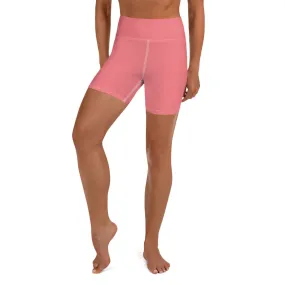 Peach Pink Yoga Shorts, Solid Color Women's Short Tights-Made in USA/EU(US Size: XS-XL)