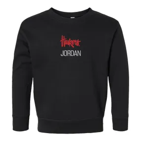 Personalized Nebraska Cornhuskers Script Huskers Toddler Crewneck Sweatshirt