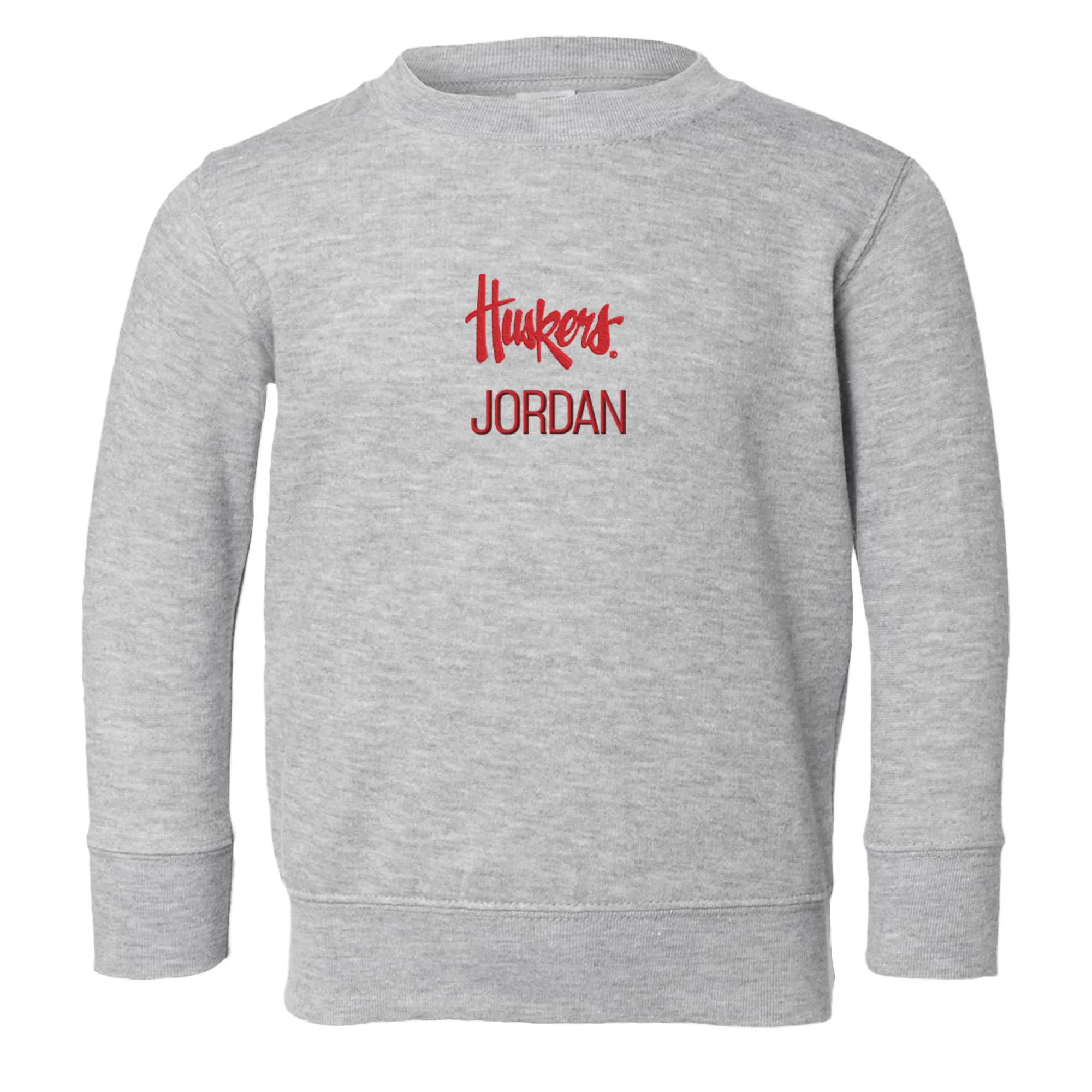 Personalized Nebraska Cornhuskers Script Huskers Toddler Crewneck Sweatshirt